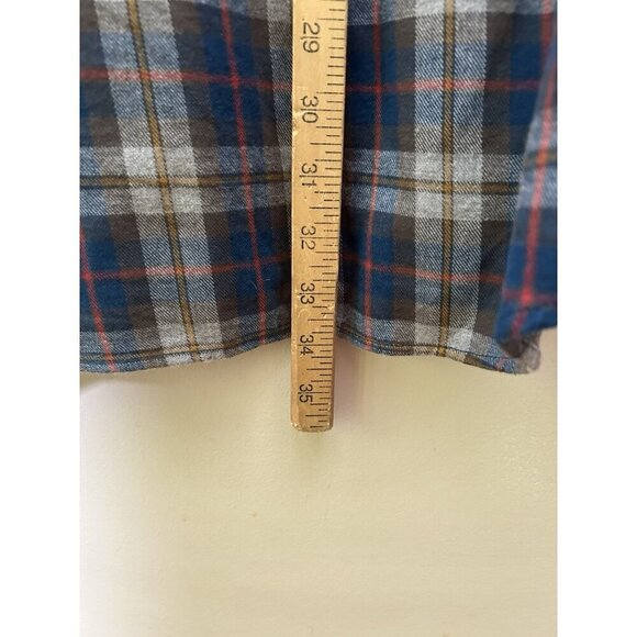 Duluth Trading Cobalt Blue & White Plaid Button Up Flannel Shirt Mens Size XL - Picture 6 of 9